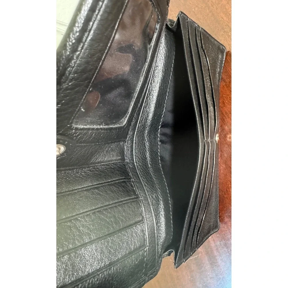 Brighton‎ Gwynevere Wallet Clutch Crossbody Black Brown Croc Embossed Leather